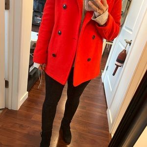 L.L. Bean fleece red peacoat Petite XS